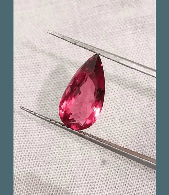 2.21ct Rubellite Tourmaline Pear Cut Pakistan certified by GSI - SMSGEMS 