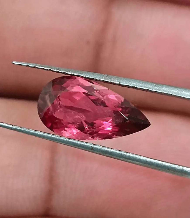 2.21ct Rubellite Tourmaline Pear Cut Pakistan certified by GSI - SMSGEMS 