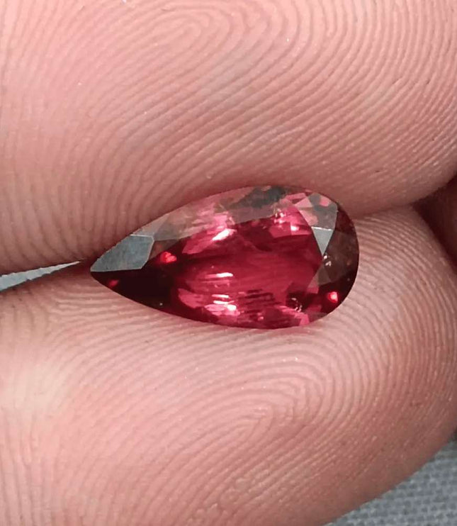 2.21ct Rubellite Tourmaline Pear Cut Pakistan certified by GSI - SMSGEMS 