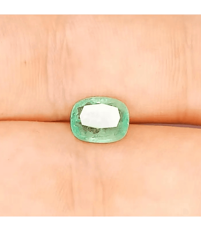 2.25ct Neon Green Cushion Cut Ethiopian Emerald, 100% Natural Earth Mined Gemstone - SMSGEMS 