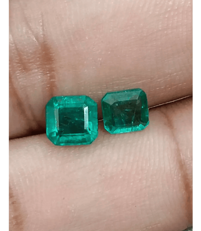 2.27ct/ 2 pcs Quality Zambian Emeralds , 100% Natural Earth Mined Gemstones. - SMSGEMS 