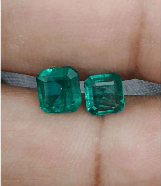 2.27ct/ 2 pcs Quality Zambian Emeralds , 100% Natural Earth Mined Gemstones. - SMSGEMS 