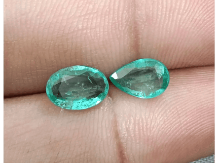 2.40ct / 2 pcs Zambian Emeralds , 100% Natural Earth Mined Gemstones. - SMSGEMS 