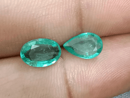 2.40ct / 2 pcs Zambian Emeralds , 100% Natural Earth Mined Gemstones. - SMSGEMS 
