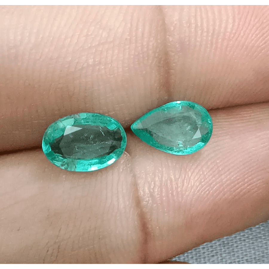 2.40ct / 2 pcs Zambian Emeralds , 100% Natural Earth Mined Gemstones. - SMSGEMS 
