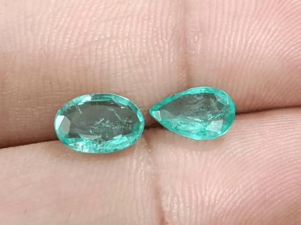 2.40ct / 2 pcs Zambian Emeralds , 100% Natural Earth Mined Gemstones. - SMSGEMS 