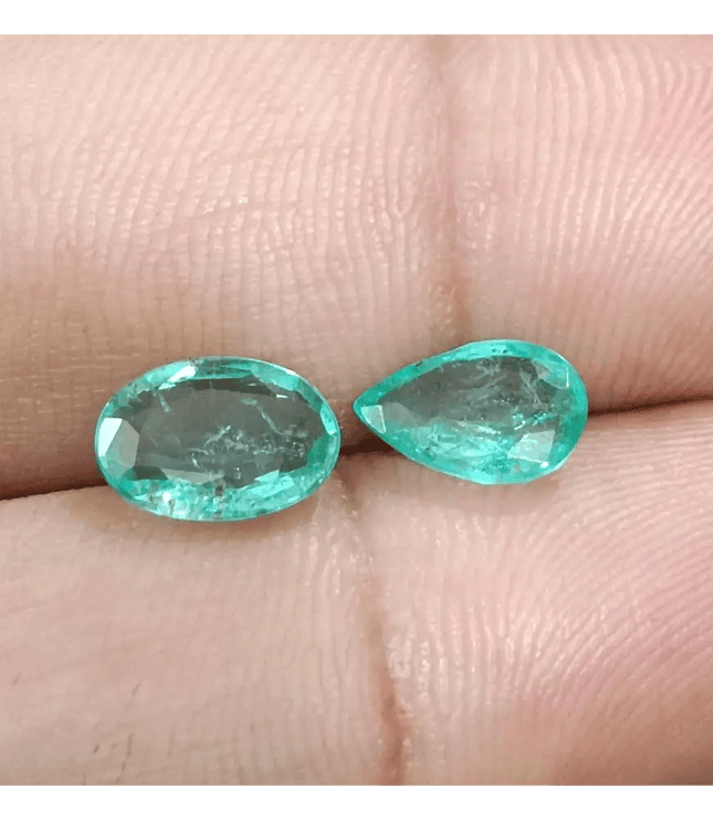 2.40ct / 2 pcs Zambian Emeralds , 100% Natural Earth Mined Gemstones. - SMSGEMS 