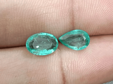 2.40ct / 2 pcs Zambian Emeralds , 100% Natural Earth Mined Gemstones. - SMSGEMS 