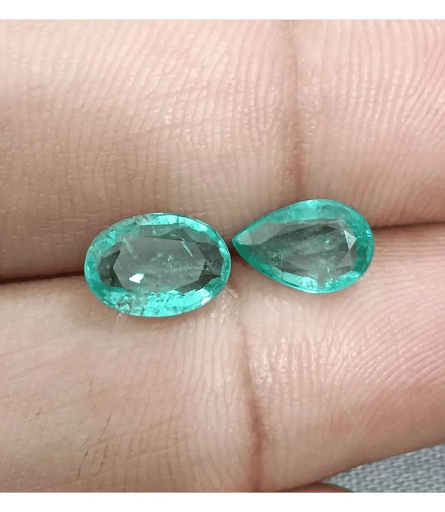 2.40ct / 2 pcs Zambian Emeralds , 100% Natural Earth Mined Gemstones. - SMSGEMS 