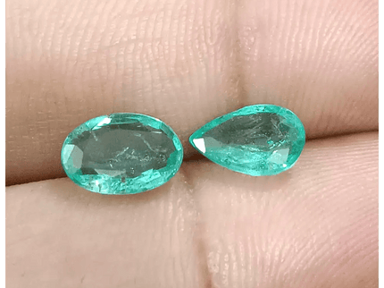 2.40ct / 2 pcs Zambian Emeralds , 100% Natural Earth Mined Gemstones. - SMSGEMS 