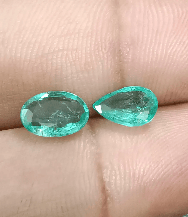 2.40ct / 2 pcs Zambian Emeralds , 100% Natural Earth Mined Gemstones. - SMSGEMS 