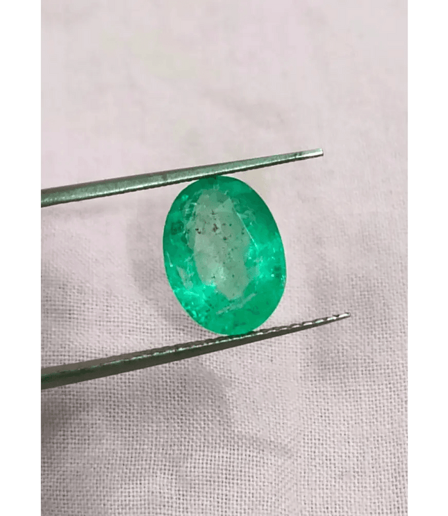 2.44ct Medium Bright Green Zambian Emerald , 100% Natural Earth Mined Gemstone - SMSGEMS 