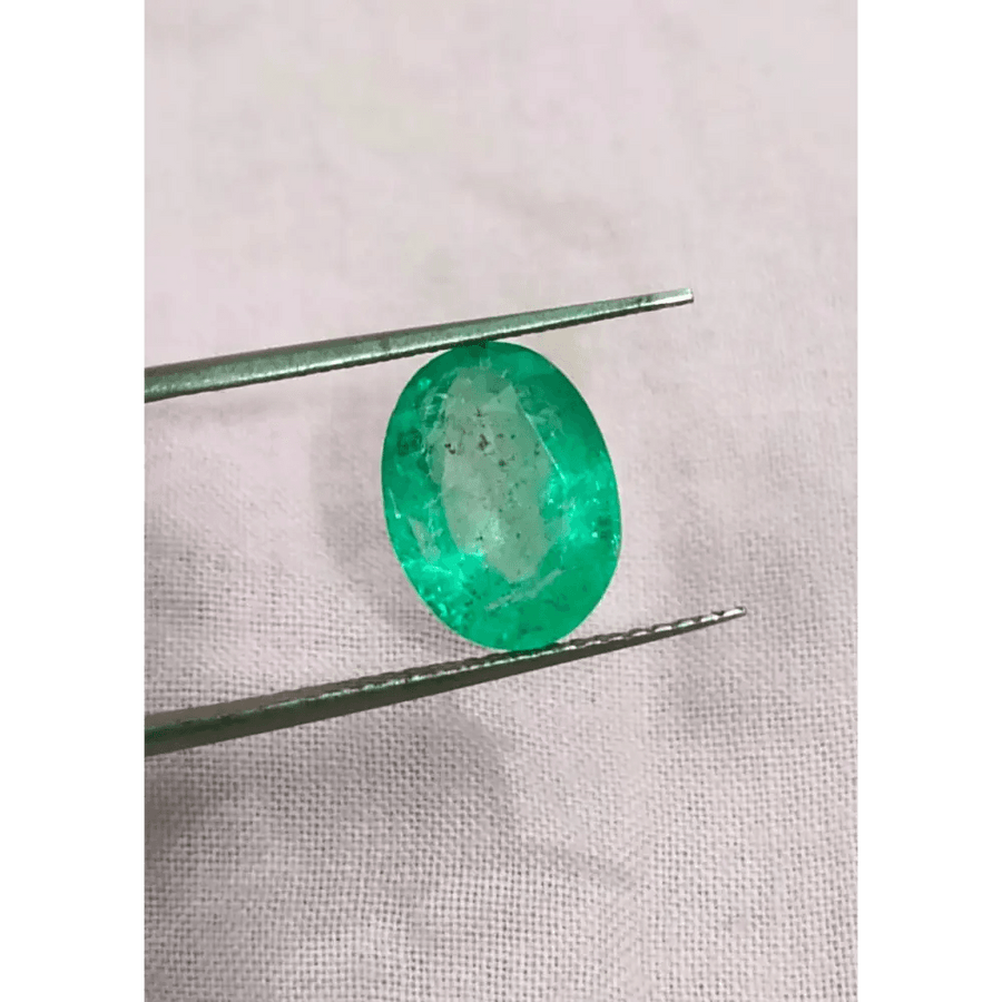 2.44ct Medium Bright Green Zambian Emerald , 100% Natural Earth Mined Gemstone - SMSGEMS 