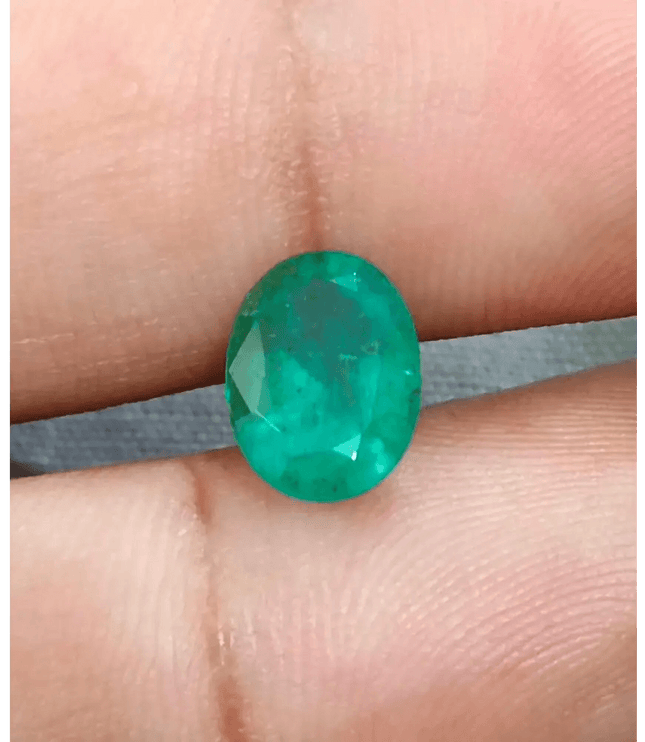 2.45ct Golden Green Zambian Emerald , 100% Natural Earth Mined Gemstone - SMSGEMS 