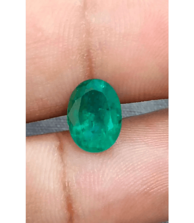 2.45ct Golden Green Zambian Emerald , 100% Natural Earth Mined Gemstone - SMSGEMS 
