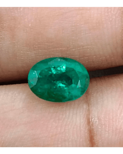 2.45ct Golden Green Zambian Emerald , 100% Natural Earth Mined Gemstone - SMSGEMS 