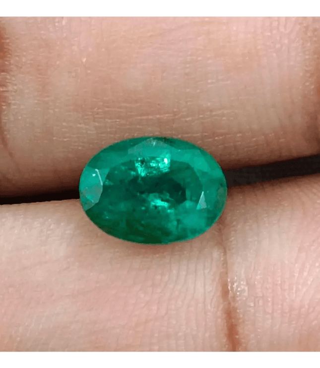 2.45ct Golden Green Zambian Emerald , 100% Natural Earth Mined Gemstone - SMSGEMS 