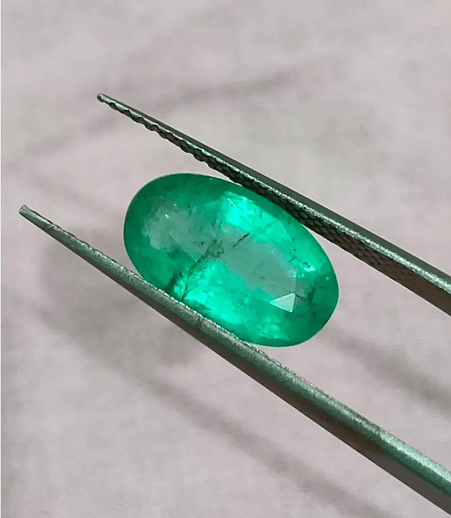 2.46ct Velvet Green Zambian Emerald , 100% Natural Earth Mined Gemstone - SMSGEMS 