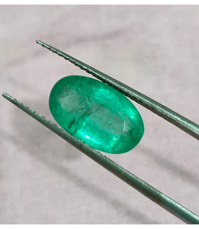 2.46ct Velvet Green Zambian Emerald , 100% Natural Earth Mined Gemstone - SMSGEMS 