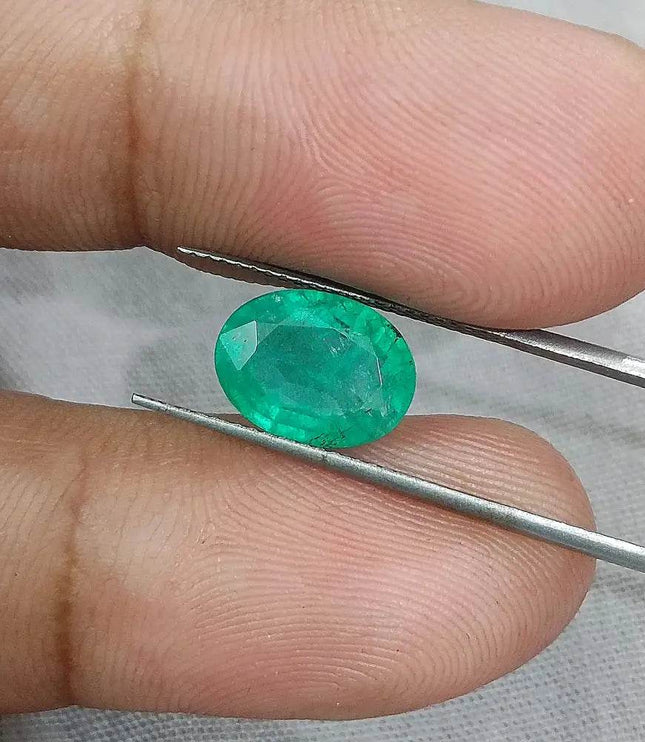 2.46ct Sea Foam Green Panjshir Emerald, Natural Gemstone - SMSGEMS 