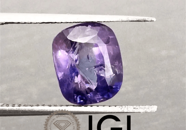 2.90ct IGI Certified Beautiful Bi-Color Blue-Purple Ceylon Sapphire, Natural Earth Mined untreated Gemstone - SMSGEMS 