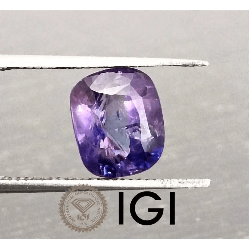 2.90ct IGI Certified Beautiful Bi-Color Blue-Purple Ceylon Sapphire, Natural Earth Mined untreated Gemstone - SMSGEMS 