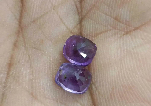 2.91ct/ 2pcs Color Chancing Purple Ceylon Sapphires, Natural Untreated Gemstones - SMSGEMS 