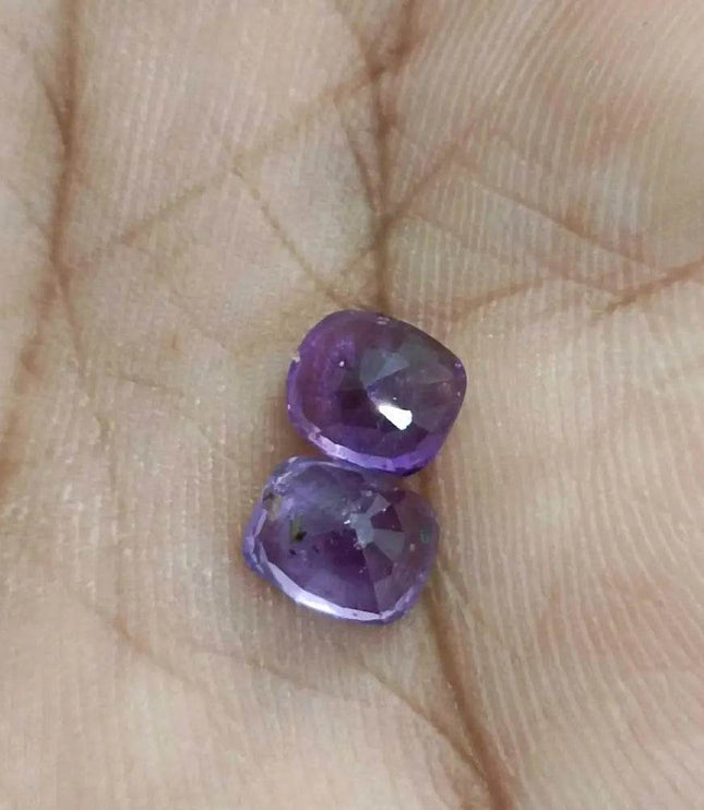 2.91ct/ 2pcs Color Chancing Purple Ceylon Sapphires, Natural Untreated Gemstones - SMSGEMS 