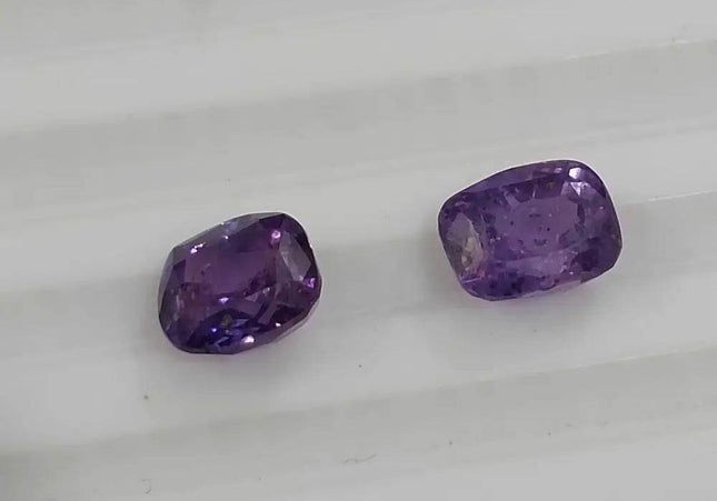 2.91ct/ 2pcs Color Chancing Purple Ceylon Sapphires, Natural Untreated Gemstones - SMSGEMS 