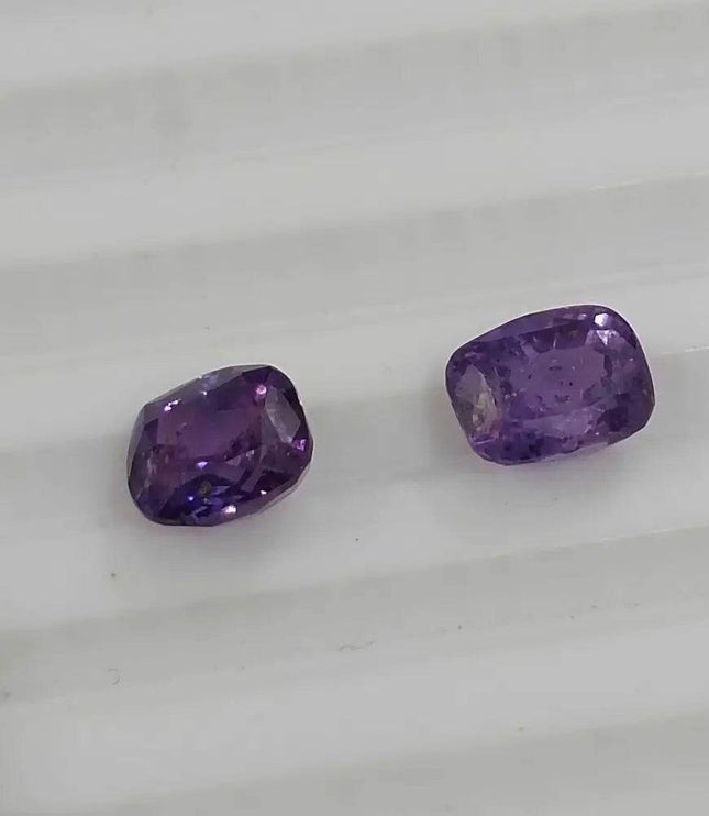 2.91ct/ 2pcs Color Chancing Purple Ceylon Sapphires, Natural Untreated Gemstones - SMSGEMS 