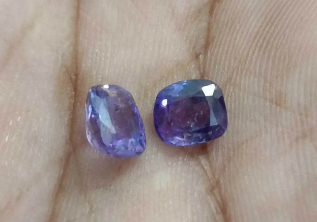 2.91ct/ 2pcs Color Chancing Purple Ceylon Sapphires, Natural Untreated Gemstones - SMSGEMS 