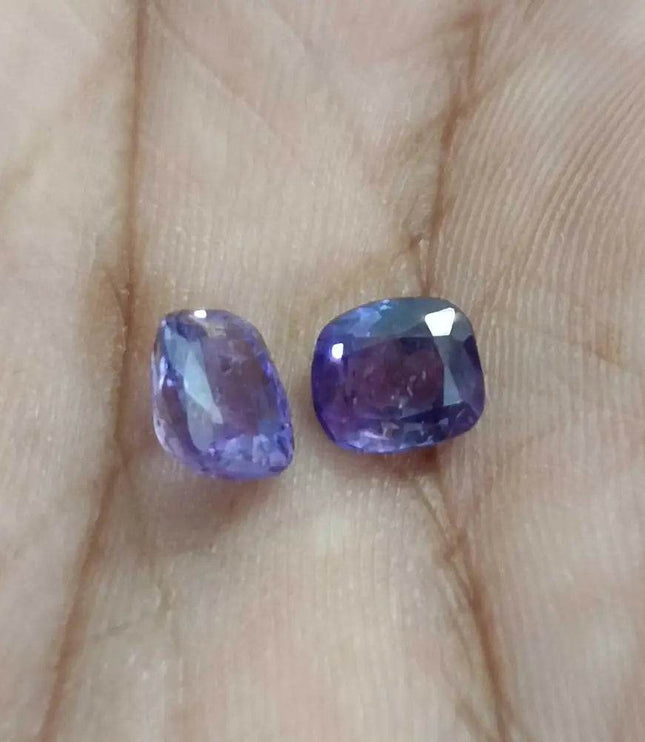 2.91ct/ 2pcs Color Chancing Purple Ceylon Sapphires, Natural Untreated Gemstones - SMSGEMS 