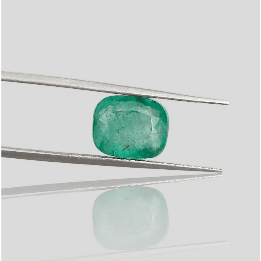 2.95ct Cushion cut Zambian Emerald, 100% Natural Gemstone - SMSGEMS 