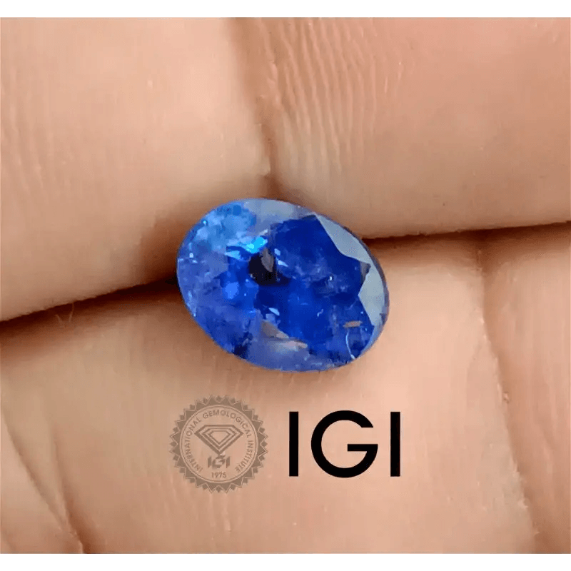 2.98ct IGI Certified Vivid Cornflower Blue Ceylon Sapphire, Natural Gemstone. Only Heat Treatment. - SMSGEMS 