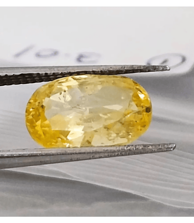 3.01ct Certified Beautiful Oval Cut Vivid Yellow Ceylon Sapphire, Natural untreated Gemstone - SMSGEMS 