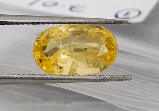 3.01ct Certified Beautiful Oval Cut Vivid Yellow Ceylon Sapphire, Natural untreated Gemstone - SMSGEMS 