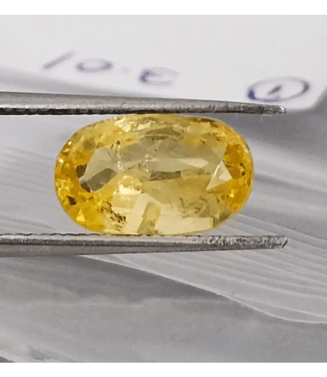 3.01ct Certified Beautiful Oval Cut Vivid Yellow Ceylon Sapphire, Natural untreated Gemstone - SMSGEMS 