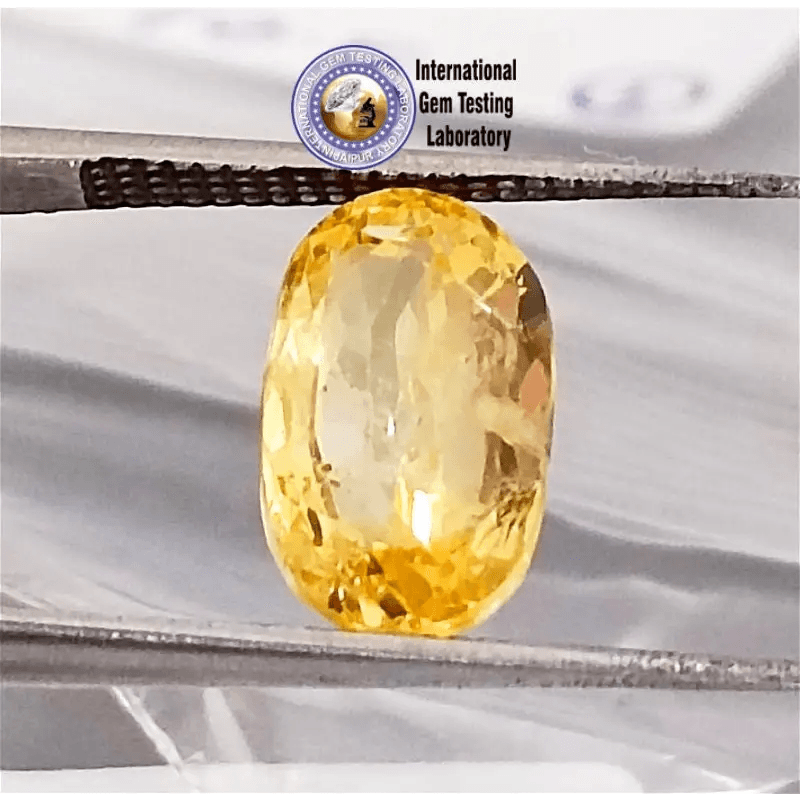 3.01ct Certified Beautiful Oval Cut Vivid Yellow Ceylon Sapphire, Natural untreated Gemstone - SMSGEMS 