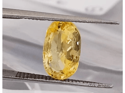 3.01ct Certified Beautiful Oval Cut Vivid Yellow Ceylon Sapphire, Natural untreated Gemstone - SMSGEMS 