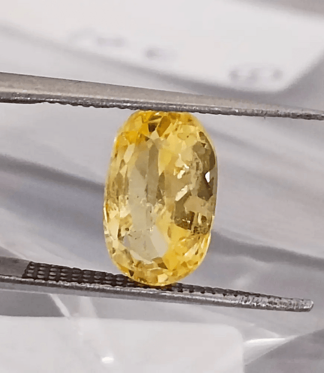 3.01ct Certified Beautiful Oval Cut Vivid Yellow Ceylon Sapphire, Natural untreated Gemstone - SMSGEMS 
