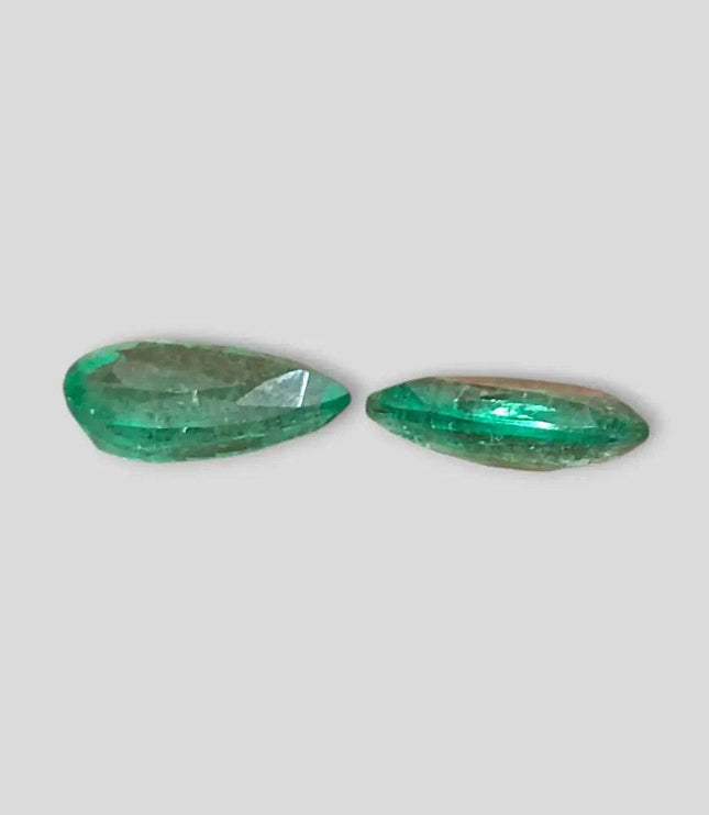 3.01ct Pear Cut Zambian Emerald Pair, 100% Natural Earth Mined Gemstone. - SMSGEMS 