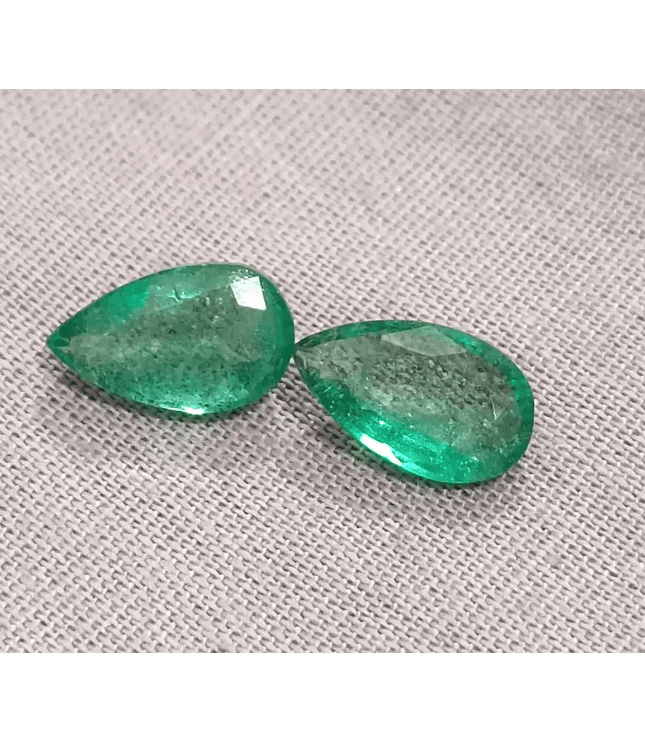 3.01ct Pear Cut Zambian Emerald Pair, 100% Natural Earth Mined Gemstone. - SMSGEMS 