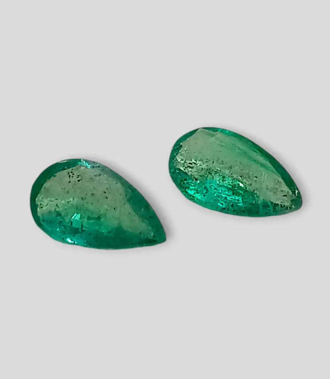 3.01ct Pear Cut Zambian Emerald Pair, 100% Natural Earth Mined Gemstone. - SMSGEMS 