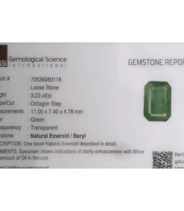 3.22ct Zambian Emerald, 100% Natural Earth Mined Gemstones. - SMSGEMS 