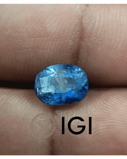 3.37ct IGI Certified Blue Ceylon Sapphire, Natural untreated Gem - SMSGEMS 
