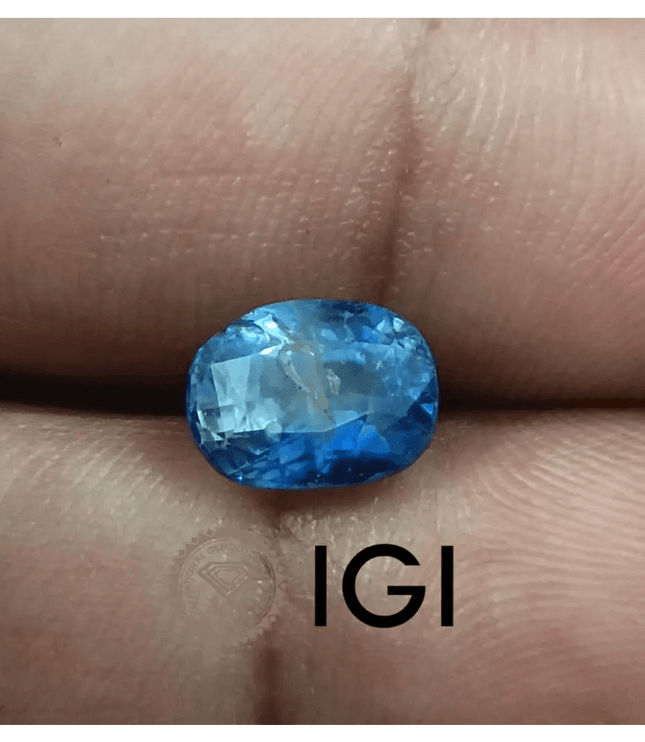 3.37ct IGI Certified Blue Ceylon Sapphire, Natural untreated Gem - SMSGEMS 