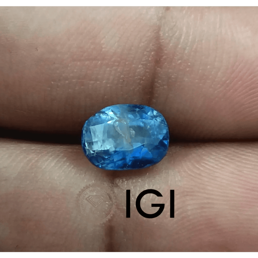 3.37ct IGI Certified Blue Ceylon Sapphire, Natural untreated Gem - SMSGEMS 