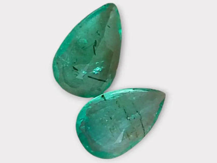 3.67ct Pear Cut Zambian Emerald Pair, 100% Natural Earth Mined Gemstone. - SMSGEMS 