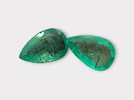 3.67ct Pear Cut Zambian Emerald Pair, 100% Natural Earth Mined Gemstone. - SMSGEMS 