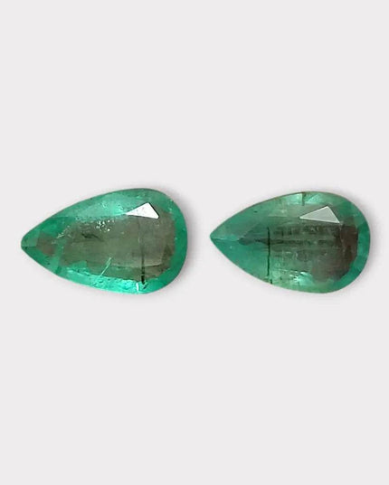 3.67ct Pear Cut Zambian Emerald Pair, 100% Natural Earth Mined Gemstone. - SMSGEMS 